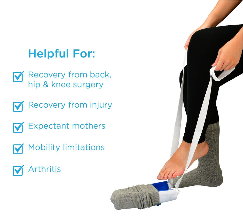 [Australia] - NOVA Sock & Stocking Aid, Soft Terry Cloth & Flexible, Easy to Use with Pull Up Straps 