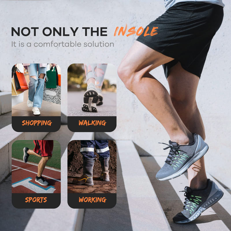 [Australia] - FeelLife Plantar Fasciitis Relief Shoe Inserts, Arch Support Insoles, Running Athletic Gel Shoe Insoles, Orthotic Insoles for Arch Pain, Trim to Fit: Men 8-11/Women 9-12, 1 Pair Black & Orange L(Men 8-11/Women 9-12) 