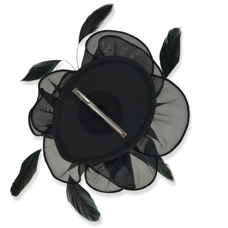 [Australia] - DRESHOW Fascinators Hat Tea Party Headwear Ribbons Feathers on a Headband and a Clip for Girls and Women 8.2" / Black 