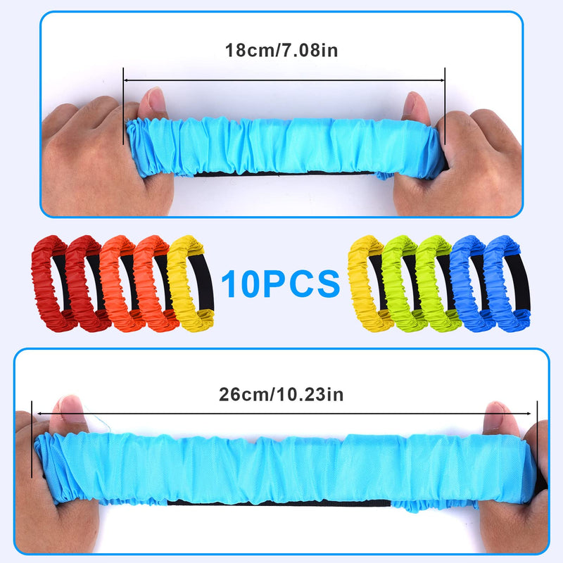 [Australia] - AIEX 10pcs 3 Legged Race Bands for Adults Kids, Colorful Legged Race Bands Elastic Tie Rope with Magic Adhesives for Relay Race Game, Field Day, Backyard, Team Games (5 Colors) 