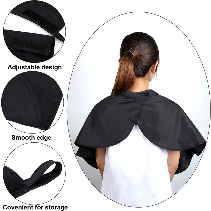 [Australia] - 2 Pieces Makeup Cape Beauty Salon Barber Bib Smock Hair Dye Coloring Shampoo Cutting Styling Cape Apron with Hook and Loop Fastener for Cosmetic Artist Hairdresser, 31.5 x 26.5 Inch (Black) Black 