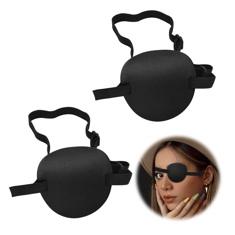 [Australia] - 2pcs Eye Patches for Adults & Kids, 3D Adjustable Medical Lazy Eye Patch with Buckle for Left&Right Eye, Single Pirate Patch Soft Comfortable Sleep Masks Strabismus Amblyopia Eye Masks(Black) 