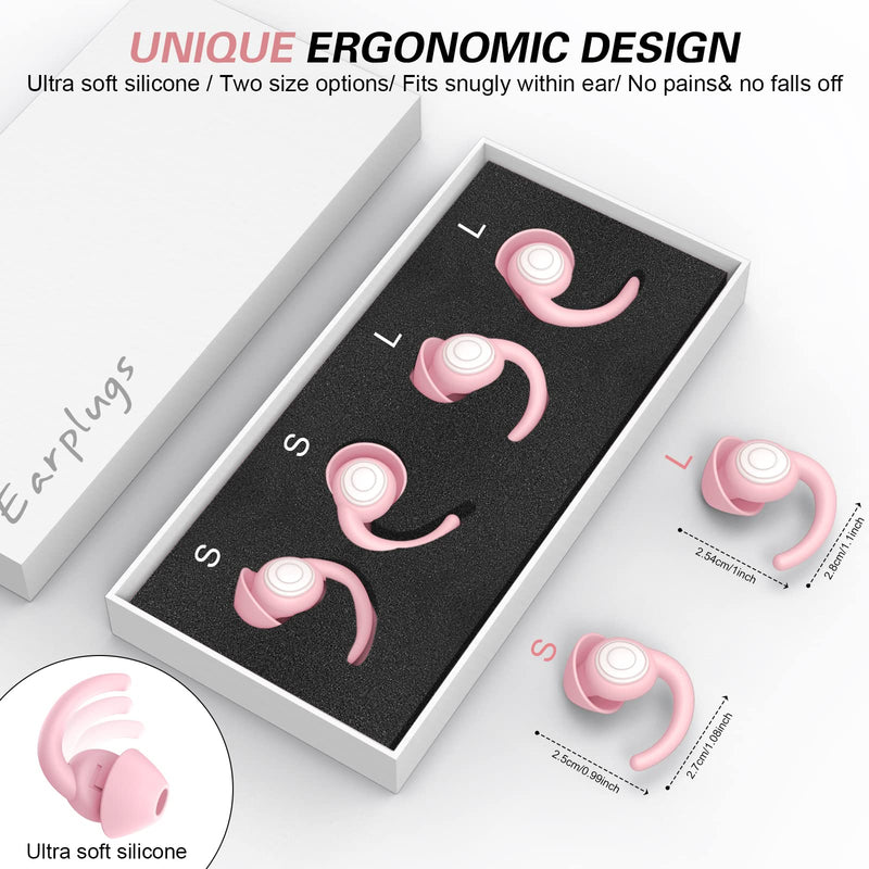 [Australia] - Ear Plugs Noise Cancelling Silicone Ear Plugs for Sleeping, 2pair Earplugs Sound Blocking Sleeping Reusable Noise Reduction Earplugs for Sleeping,Snoring,Work,Concerts,Studying and Travel(Pink) Pink 