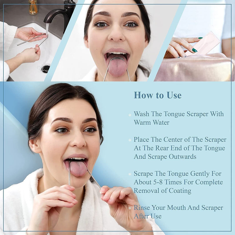 [Australia] - NASHnal Tongue Scraper with Travel Case (2 Pack), Bad Breath Treatment Tongue Scraper for Adults, Medical Grade,100% Stainless Steel for Oral Care, Easy to Use Tongue Cleaner for Hygiene 