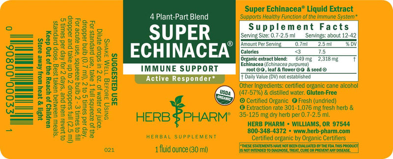 [Australia] - Herb Pharm Certified Organic Super Echinacea Liquid Extract for Active Immune System Support - 1 Ounce (DSUPER01) 