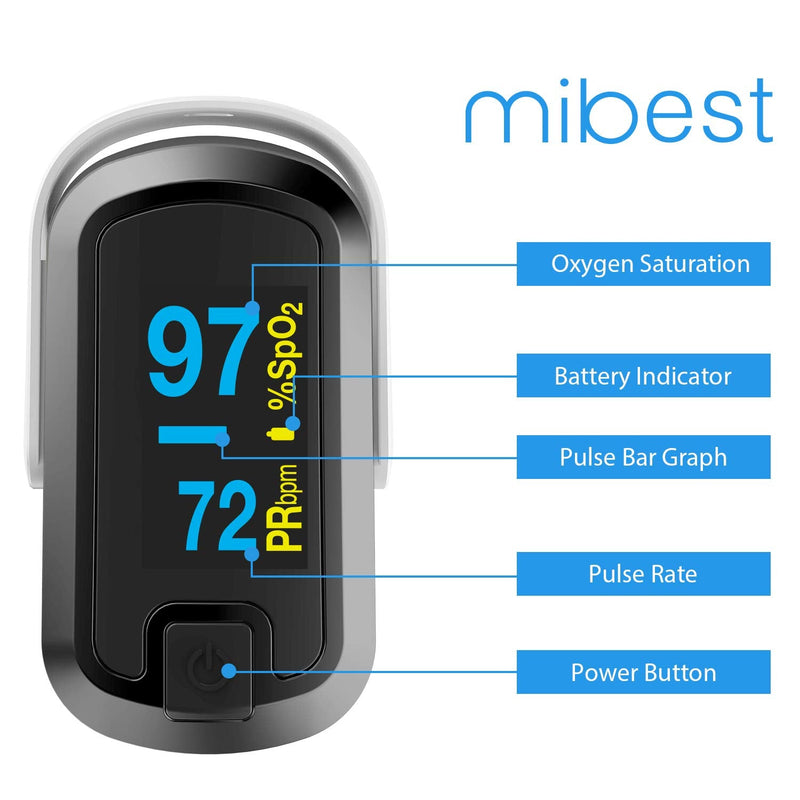 [Australia] - mibest OLED Finger Pulse Oximeter, O2 Meter, Dual Color White/Black 