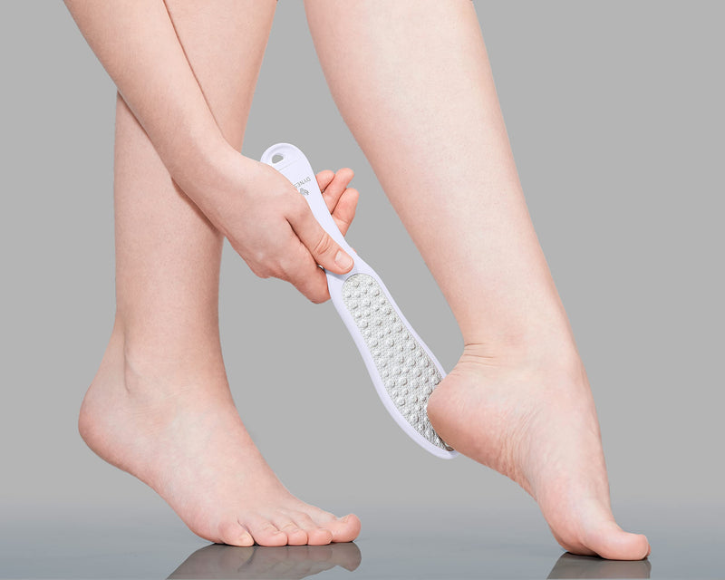 [Australia] - DYNESSE Pedicure Foot File. Professional 3-in-1 Callus Remover with Mini-File. No Risk of Injury. Laser-Cut Stainless Steel Scrubber. Multi-Usage White 