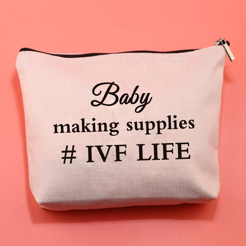 [Australia] - LEVLO Funny IVF Mom Gift IVF Infertility Makeup Bag Baby Making Supplies IVF Lucky Transfer Cosmetic Bag for Women (Baby Making Supplies) 