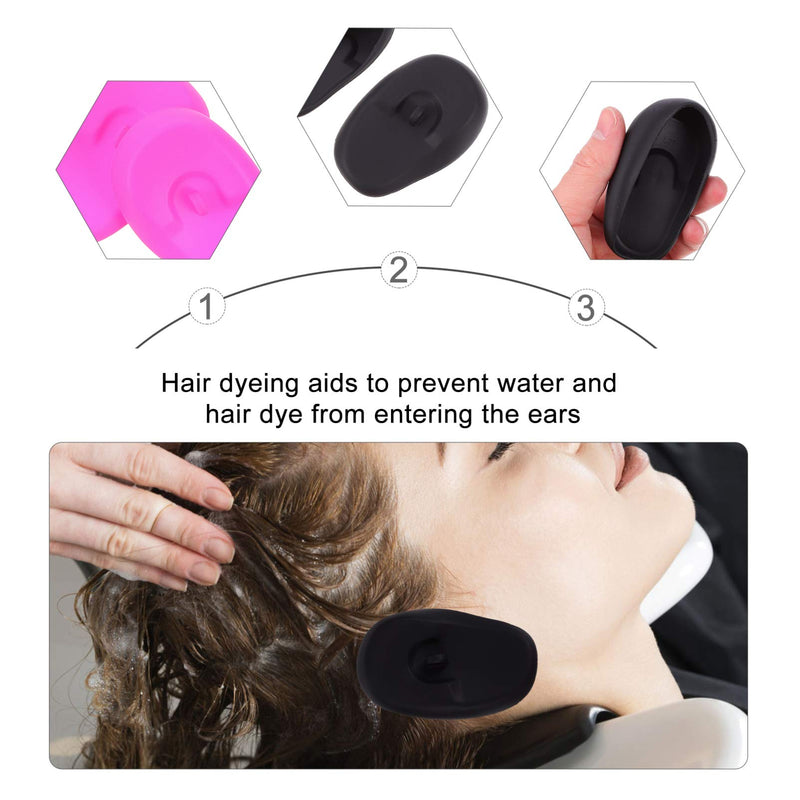 [Australia] - Lurrose 6pc Silicone Ear Cover Protector Shield Hairdressing Dye Coloring Bathing Spa Shower Caps Waterproof Ear Protection Random Color 