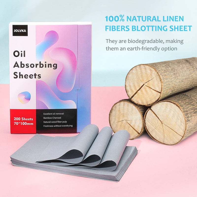 [Australia] - JOLVKA Oil Absorbing Sheets Film (200 Sheets), Oil Control Blotting Paper, Bamboo Charcoal, Gentle Touch for the Skin, Clean Of Excess Facial oil 1 pack 