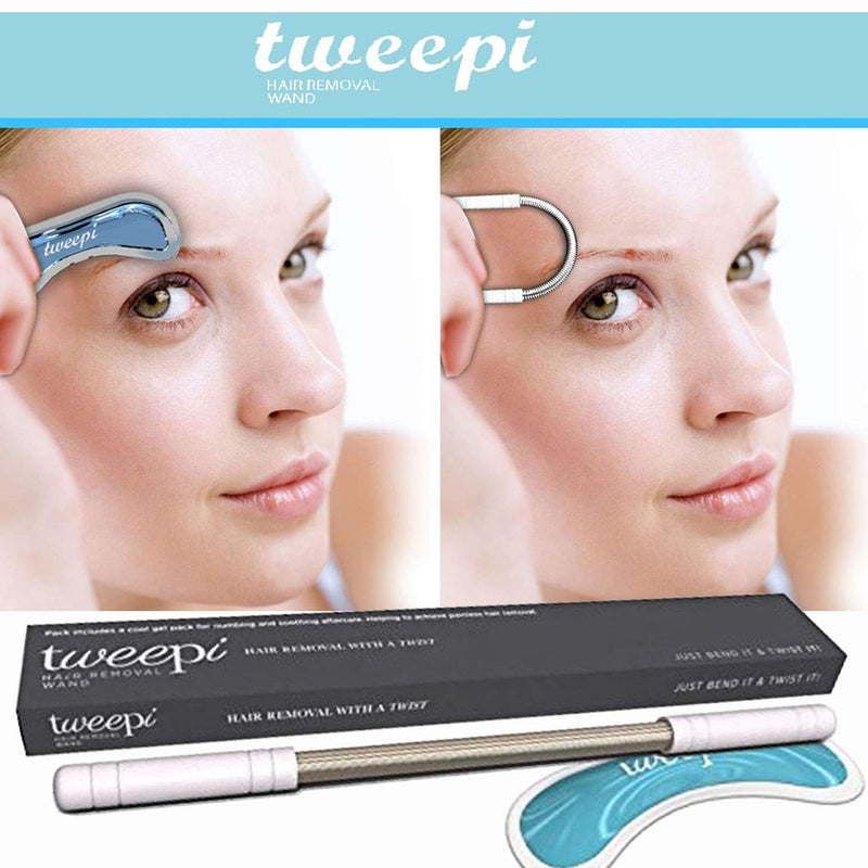 [Australia] - Tweepi Hair Removal Wand- With Upper Lip Shaped Cool Gel Pack for Numbing and Soothing Aftercare 