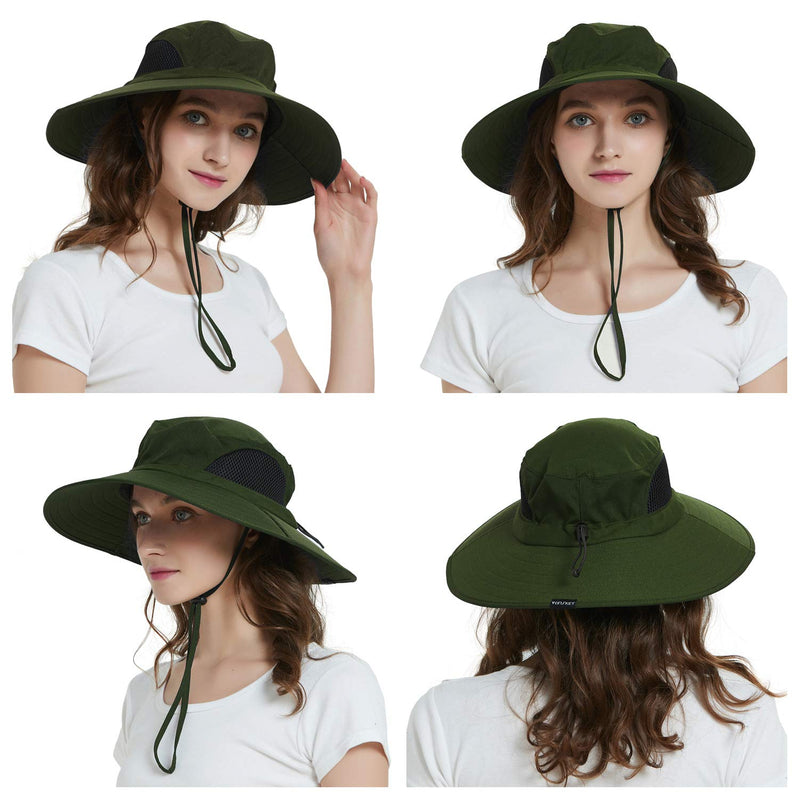 [Australia] - EINSKEY Sun Hat for Men/Women, Sun Protection Wide Brim Bucket Hat Waterproof Breathable Packable Boonie Hat for Fishing Army Green 