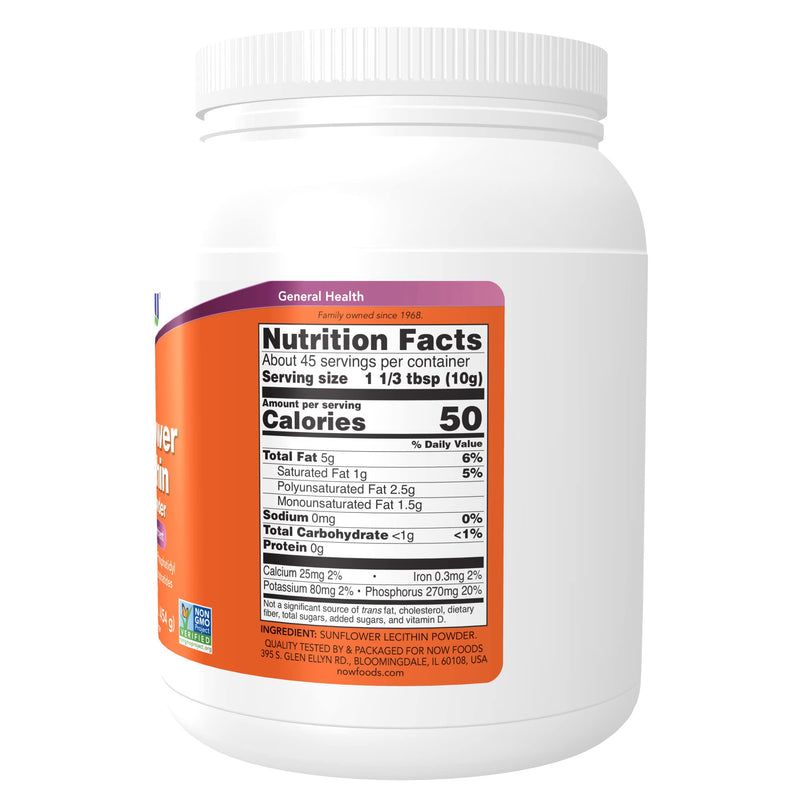 [Australia] - NOW Supplements, Sunflower Lecithin with naturally occurring Phosphatidyl Choline and Other Phosphatides, Powder, 1-Pound 