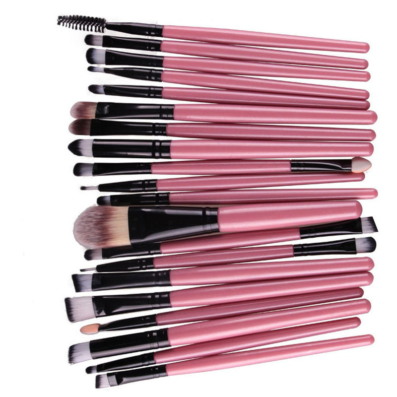 [Australia] - KOLIGHT 20 Pcs Pro Makeup Set Powder Foundation Eyeshadow Eyeliner Lip Cosmetic Brushes (Black+Pink) 