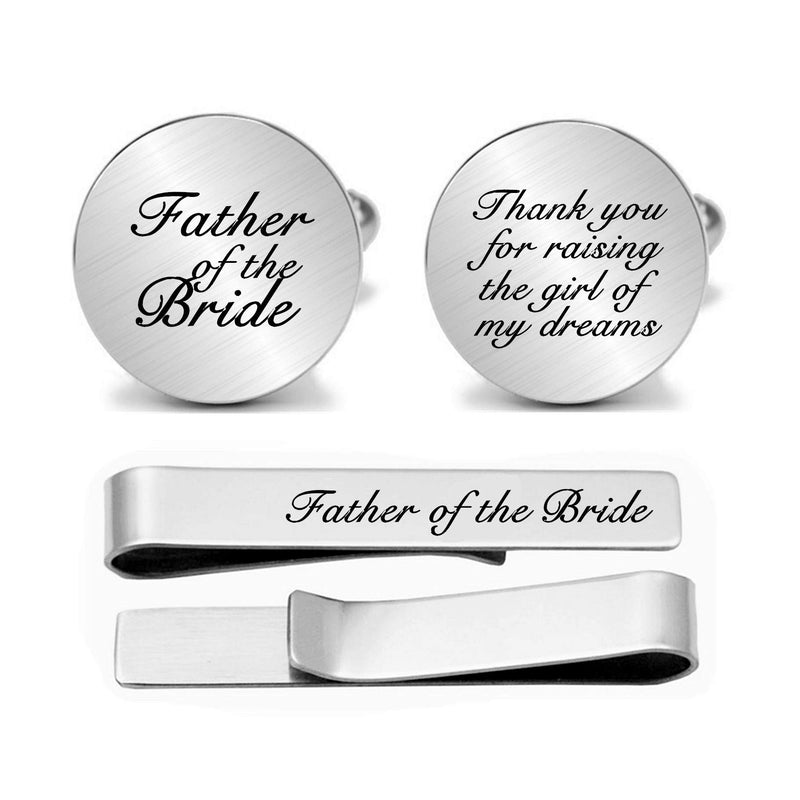 [Australia] - JUPPE Father of The Groom Cuff Links Tie Bar Set Personalized Wedding Cufflinks Gift for Father Style 1 