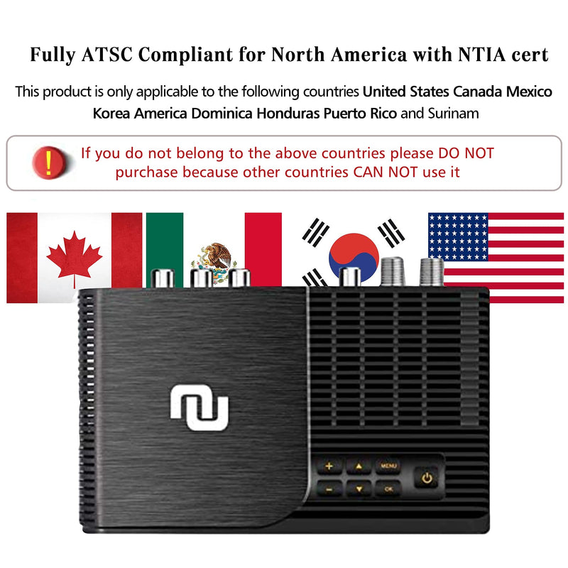 [Australia] - NUNET TV Converter Box Digital to Analog ATSC Streaming Media Players VHF/UHF HD TV Box PVR DVR Recorder w. 35 Miles Over The Air Antenna, Upgraded Remote w. TV Control Buttons (2022 version) 