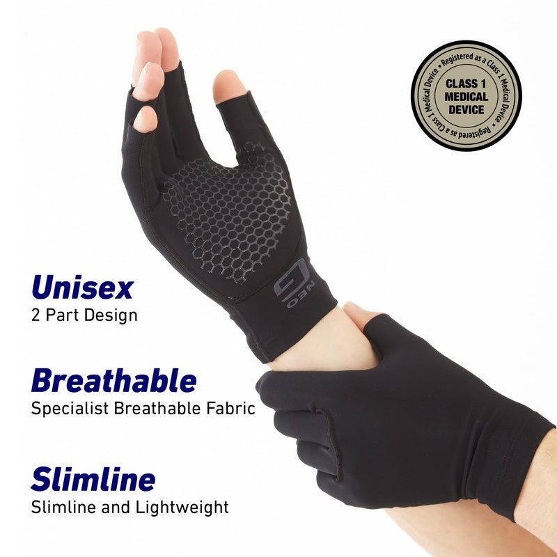 [Australia] - Neo G Arthritis Gloves – Support for Rheumatoid arthritis, RSI, Joint Pain, Dual Layer System for optimum mobility, flexibility, warmth and comfort – Class 1 Medical Grade - 1 pair – Medium - Black Medium: 19 - 21 cm / 7.5 - 8.3 In 