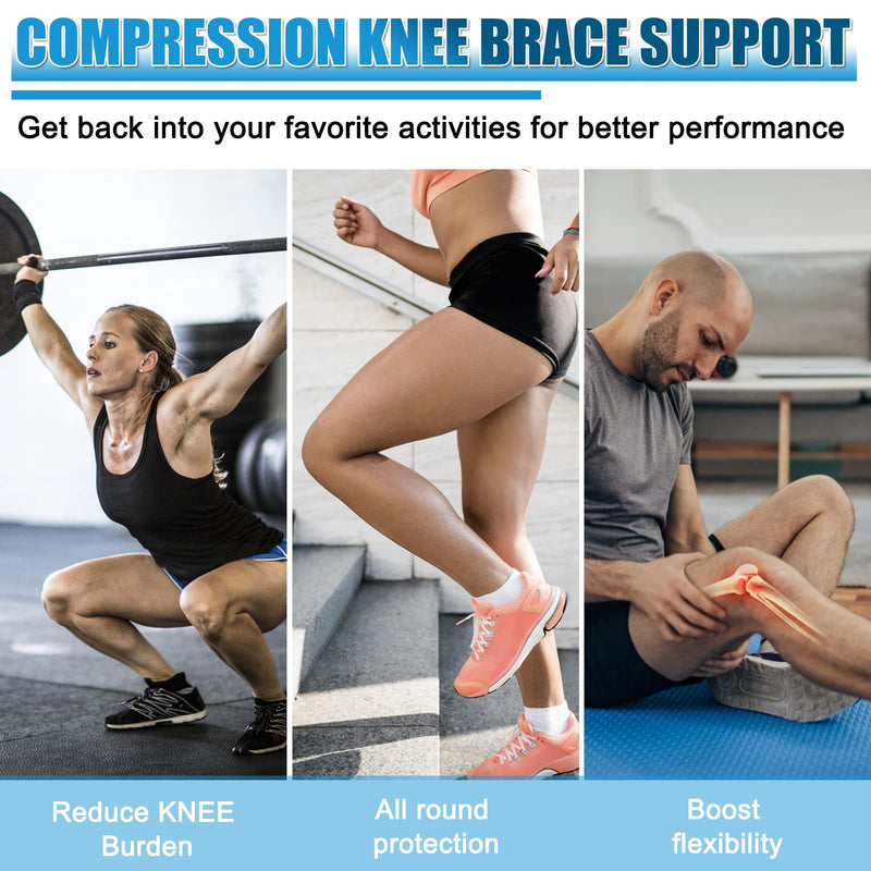 [Australia] - Morfone Upgrade Knee Brace with Silky Sleeve Knee Compression Wraps with Side Stabilizers Non Slip Adjustable Knee Support Braces for Meniscus Tear ACL MCL Knee Pain Relief Running Weightlifting - Men and Women Large 