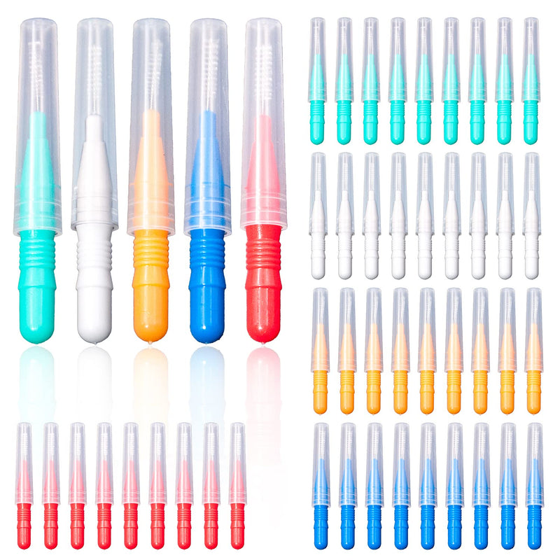 [Australia] - 50 Pieces Interdental Brush,Toothpicks Tooth Flossing Head Oral Dental Hygiene Brush,Teeth Cleaner Dental Floss Stick Tooth Cleaning Tool，Braces Dental Brush Flosser for Cleaner Interdental Brush 50 