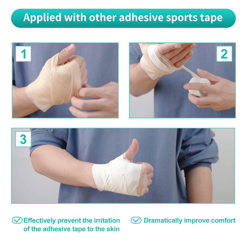 [Australia] - Dimora Pre Wrap Tape (4-Rolls) -Athletic Foam Underwrap for Sports, Protect for Ankles Wrists Hands and Knees, 2.75 Inches x 30 Yards - Beige Beige-4pcs Foam Tapes 
