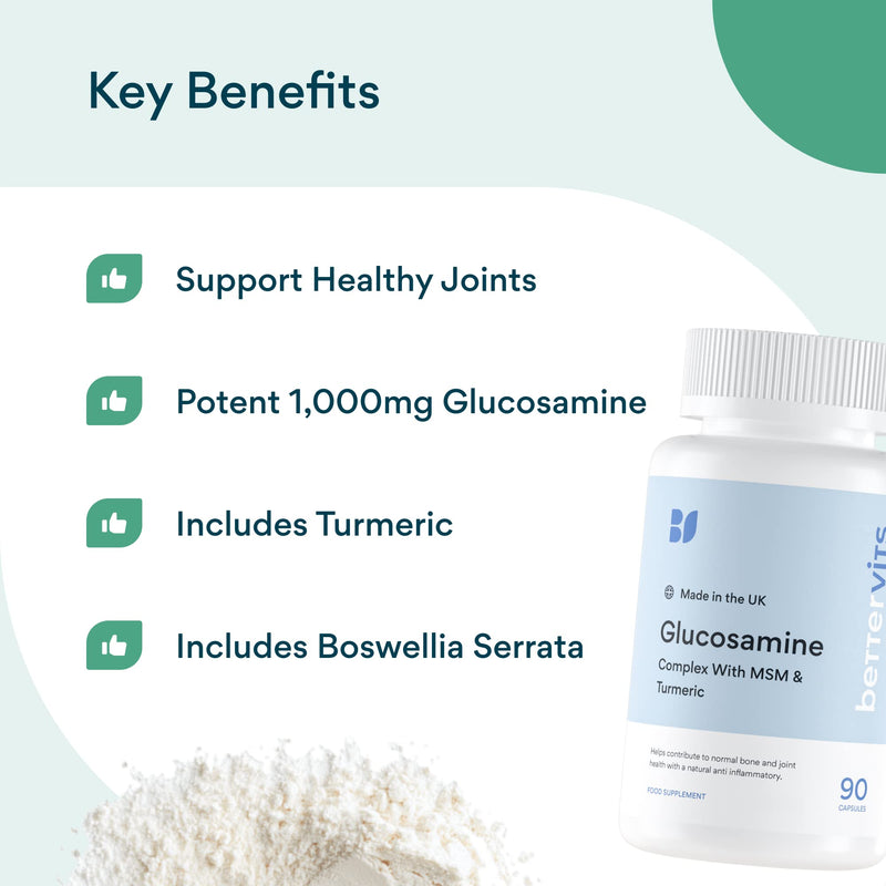 [Australia] - BetterVits Glucosamine Complex | Joints | Inflammation | Potent Doses | with Chondroitin, MSM, Turmeric 