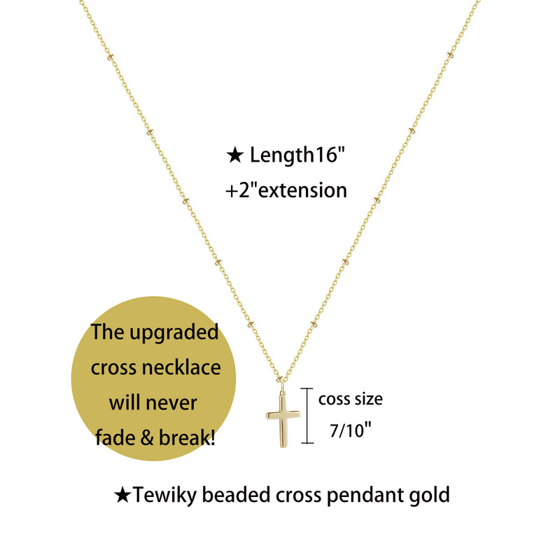 [Australia] - Tewiky 18k Gold/Silver Plated Simple Evil Eye Turquoise Cross Pendant Choker Necklace Simple Tiny Necklace for Women Girls Beaded Cross Pendant Gold 