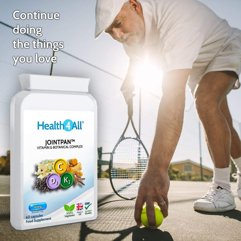 [Australia] - Jointpan Joint Support 60 Capsules (not Tablets) with Boswellia Serrata, Turmeric, Ashwagandha, Vitamins D3 and K2 MK-7. Strong Joint Pain, stiffnes and OA Supplement. Made in The UK by Health4All. 60 Count (Pack of 1) 