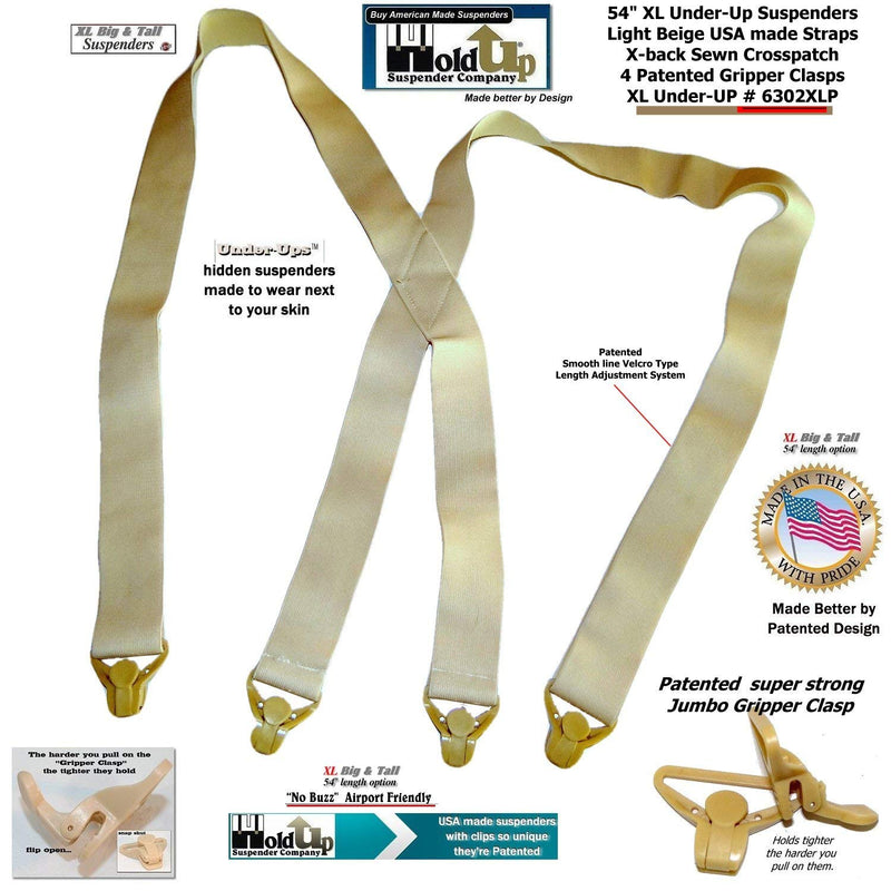 [Australia] - Hold-Ups Beige XL 1 1/2" wide Undergarment Suspender X-Back Patented Gripper Clasps 