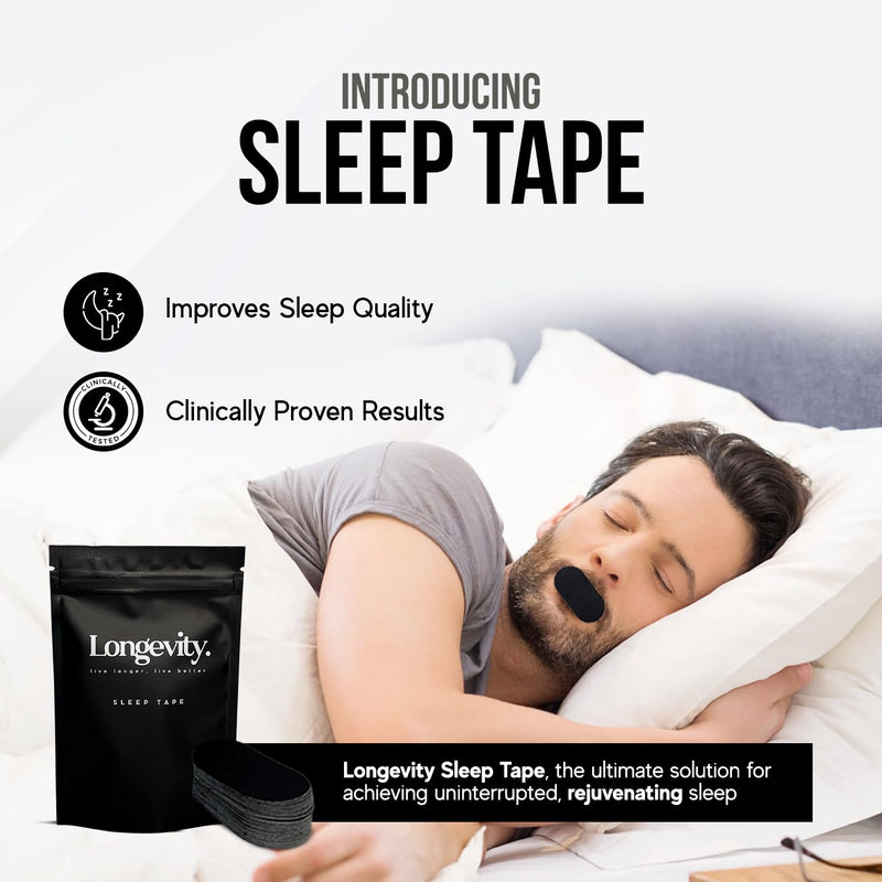 [Australia] - Longevity Sleep Tape - Mouth Tape for Sleeping, Snoring Aid, Improved Nasal Breathing, Strong But Gentle Adhesion (30 Strips) 