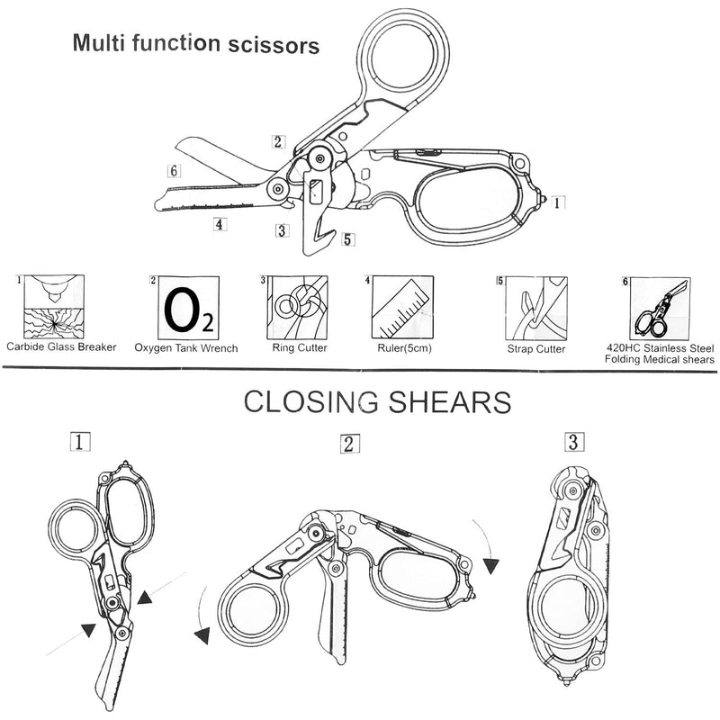 [Australia] - 6 in 1 Response Emergency Shears, Multi Tool Pliers Shears Folding Emergency Response Shears with Utility Holster for Outdoor Camping 