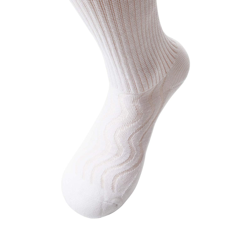 [Australia] - MD 6 Pairs Non-Binding Women's Cushioned Moisture Wicking Bamboo Diabetic Crew Dress Socks 9-11 White 