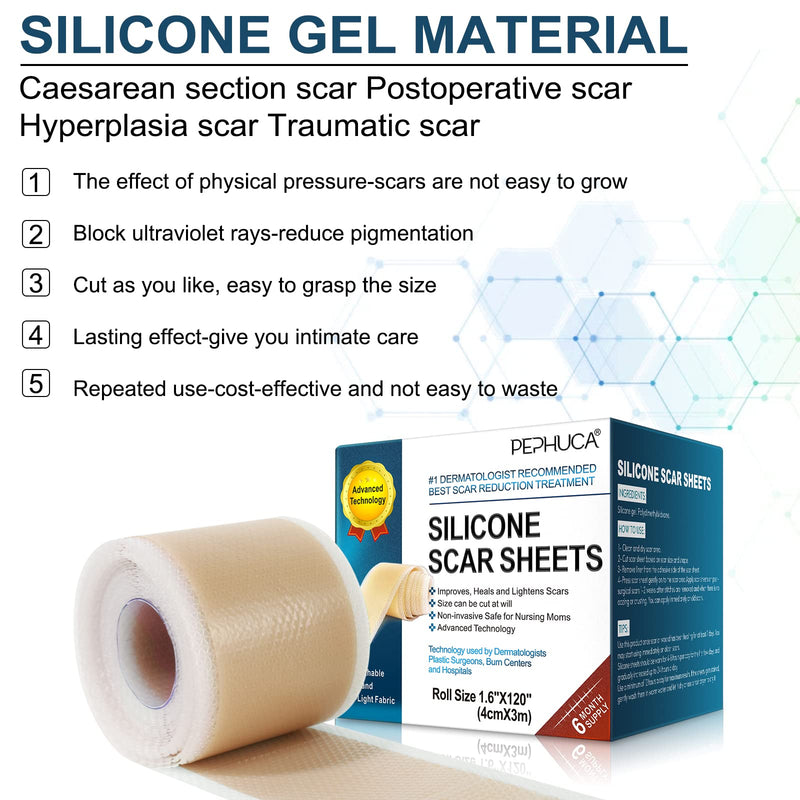 [Australia] - Silicone Scar Sheets, Professional for Scars Caused by C-Section, Surgery, Burn, Keloid, Acne, and More, Drug-Free, Silicone Scar Roll [4X300CM] Skin Color 