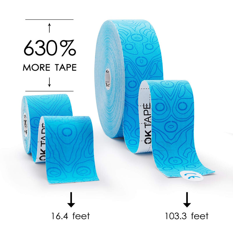 [Australia] - (2in X 103 Feet) OK TAPE PRO Bulk Kinesiology Tape, Original Elastic Latex Free Kinesiology Therapeutic Tape, Free Cut Printed Pink 
