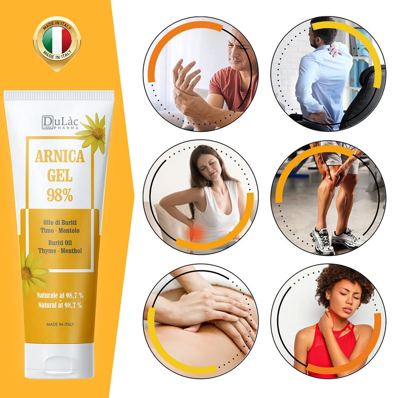 [Australia] - Arnica Gel for Bruising and Swelling 100ml Extra Strong 98%, Fast Action, Made in Italy for Massage of Muscles and Joints, Natural and Dermatologically Tested Formula - Dul�c 