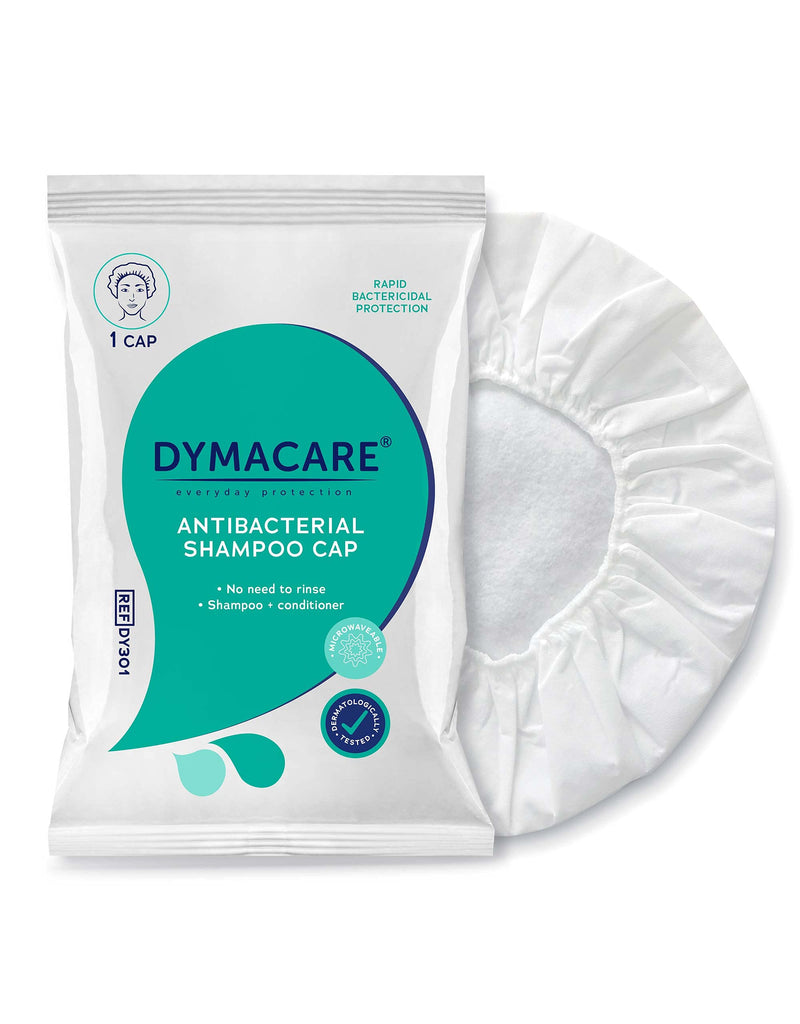 [Australia] - DYMACARE Antibacterial No Rinse Shampoo Cap | Rinse Free Shower Cap That Shampoos & Conditions | PH Balanced Waterless Hair Wash | 3 Caps 