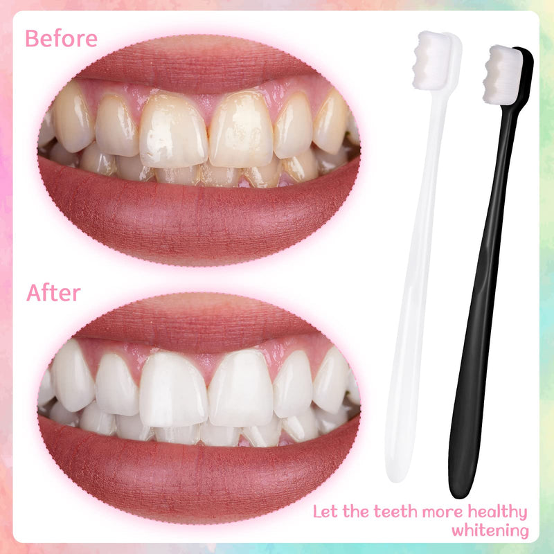 [Australia] - Dacitiery 12 Pcs Extra Soft Toothbrush, Soft Micro Nano Manual Toothbrush Ultra Fine Toothbrush with 20000 Soft Floss Bristles for Sensitive Gums Adults Kids Children(Black, White) 