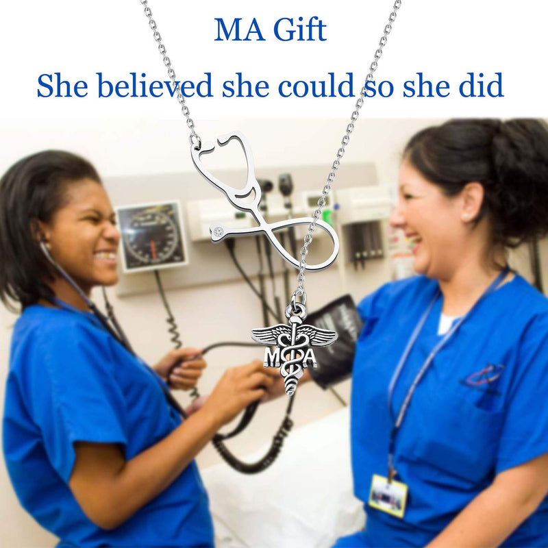 [Australia] - Lywjyb Birdgot MA Medical Assistant Gift Medical Assistant Graduation Gift She Believed She Could So She Did Keychain Med School MA Graduation Gift MA Y-Necklaces 