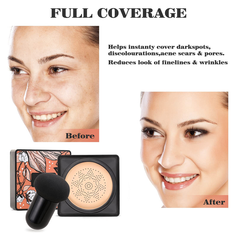 [Australia] - Boobeen - Foundation Mushroom Head Air Cushion - Base Makeup CC Cream Moisturizing Natural Concealer Lasting Nude Makeup - Brightening Pigment BB Cream Foundation Even Skin Tone Natural skin tone 