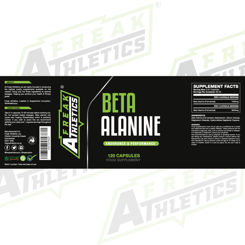[Australia] - Beta Alanine 750mg Capsules by Freak Athletics - 120 Capsules Premium Beta Alanine Supplement UK Made Suitable for Men & Women 