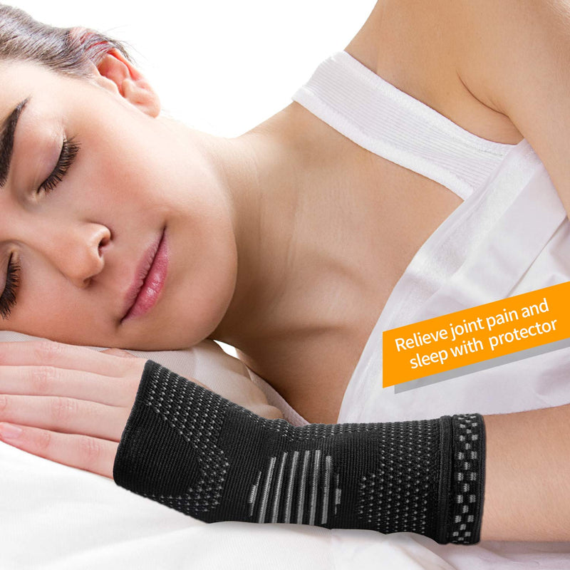 [Australia] - ABYON Wrist Compression Sleeves (Pair) for Carpal Tunnel and Pain Relief Treatment,Wrist Support for Women and Men.Breathable and Sweat-Absorbing carpal tunnel wrist brace Black Medium 