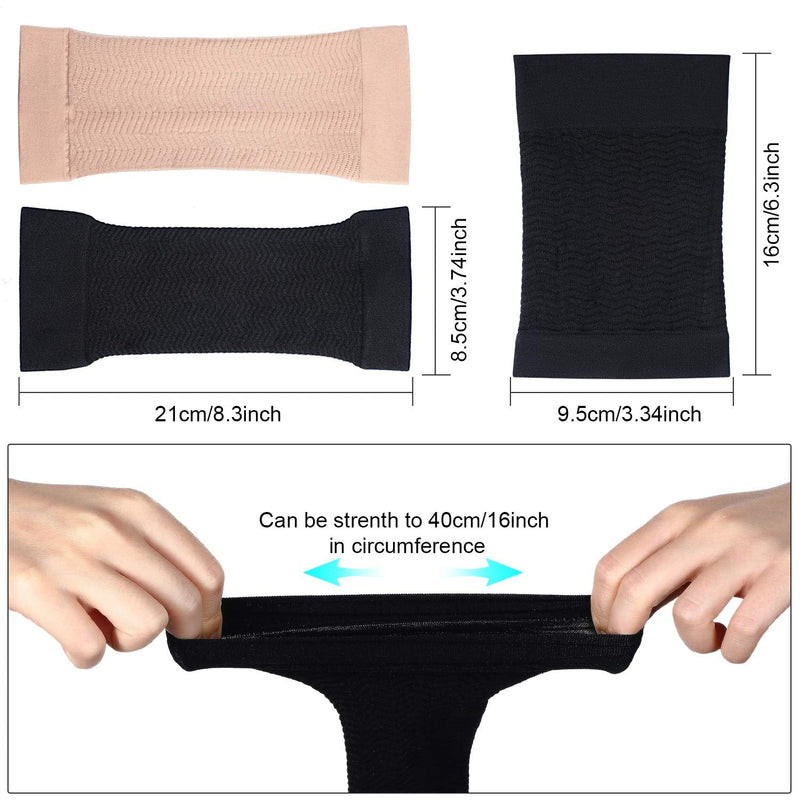 [Australia] - 2 Pair Arm Sleeves for Plus Size Women, Slim Upper Arm Compression Shapers Wraps, 1 Pair Calf Compression Sleeves Included 