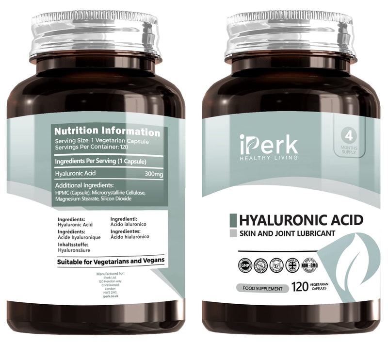 [Australia] - iperk Hyaluronic Acid 300mg | 120 Capsules 4 Months Supply | Hyaluronic Acid Supplement 