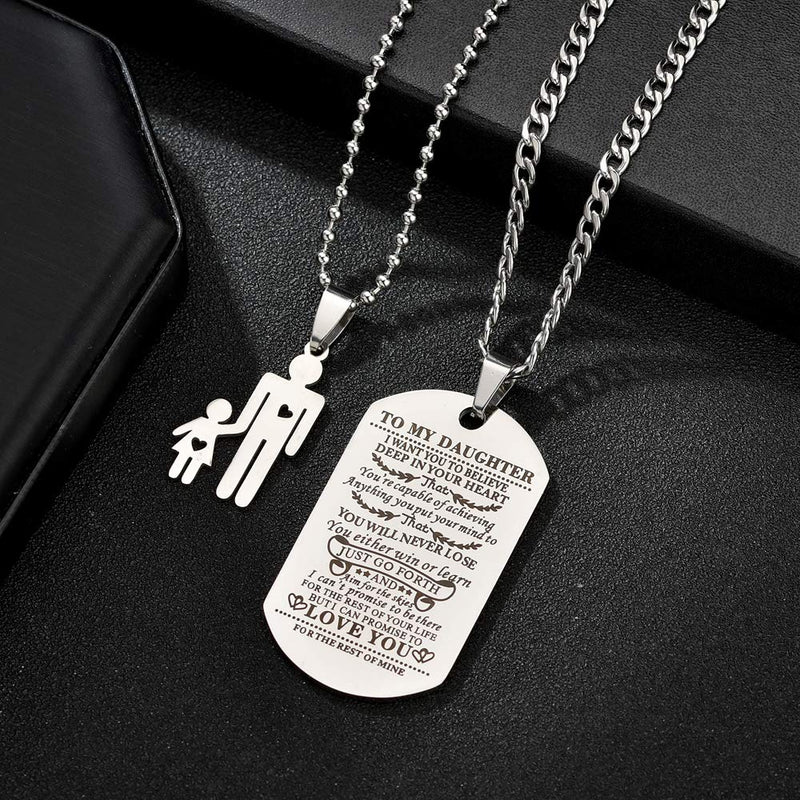 [Australia] - CALIS Dog Tags for Men Engraved I Want You to Believe Deep in Your Heart Love Dad Dog Tag Daughter-Silver 