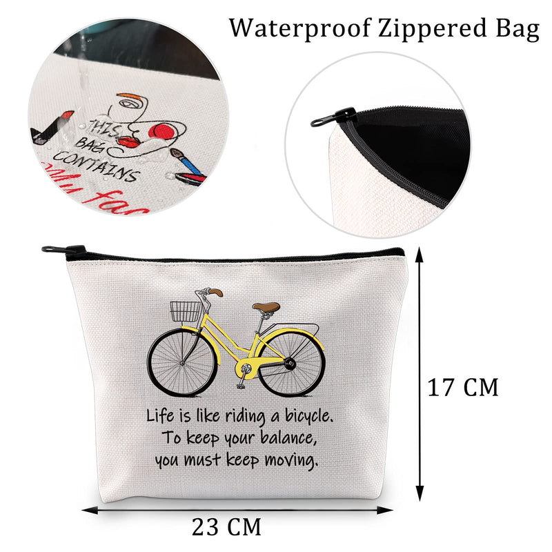 [Australia] - MYSOMY Bicycle Gifts Cosmetic Bag Bicycle Makeup Bag Life is Like Riding a Bicycle Zipper Pouch Cyclist Gifts for Women Cycling Toiletry Bag (Life is Like Riding a Bicycle Makeup Bag) Life is Like Riding a Bicycle Makeup Bag 