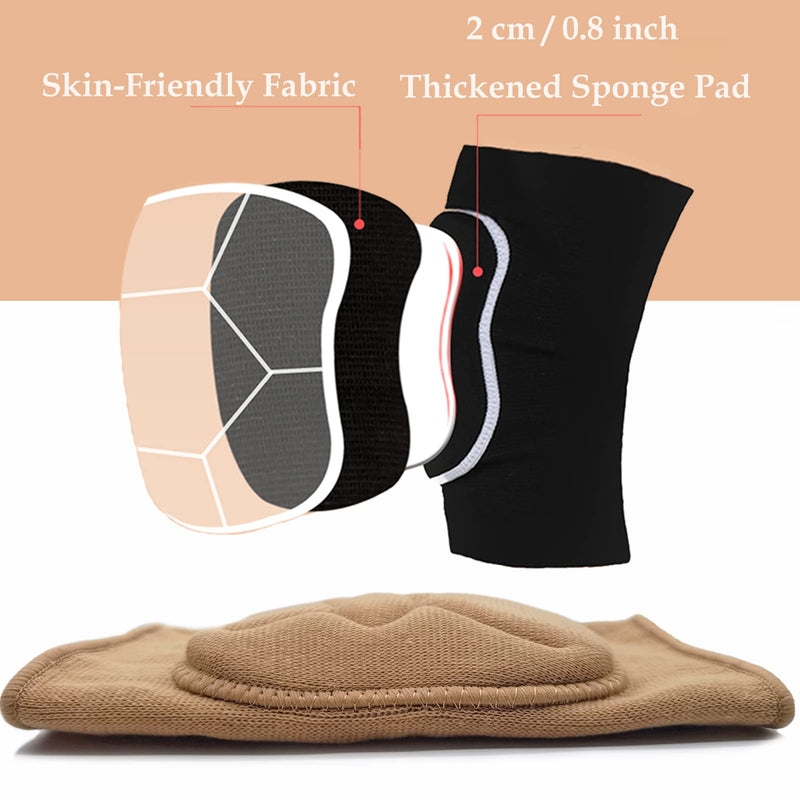 [Australia] - DANCEYOU Knee Pads Brace Sport Support thick Sponge Anti-Slip Collision for Teenager and Adult Dance Yoga Volleyball Exercise Garden M Nude 