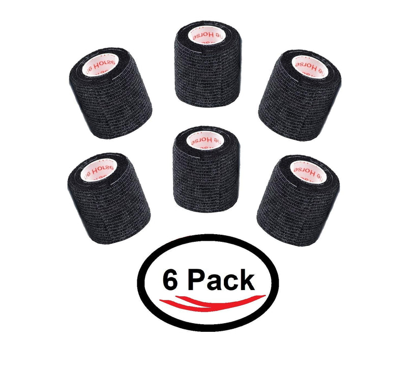 [Australia] - 2 Inch Self Adhesive Medical Bandage Wrap Sport Tape (Black Bean) (6 Rolls) Self Adherent Cohesive First Aid Sport Flex Wrist Ankle Knee Sprains and Swelling Black Bean 6 Count (Pack of 1) 