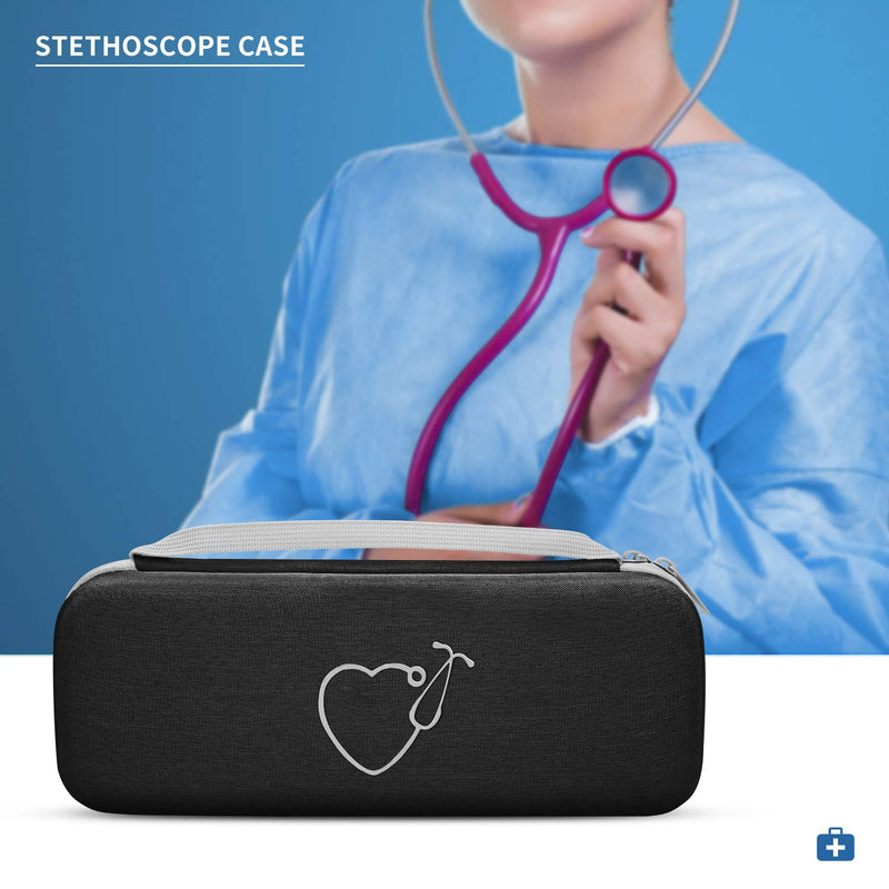 [Australia] - Travel Case for 3M Littmann Classic III/Lightweight II S.E./ Cardiology IV Stethoscope & MDF Acoustica Stethoscope, Carrying Storage Bag Cover Organizer (Black) Black 