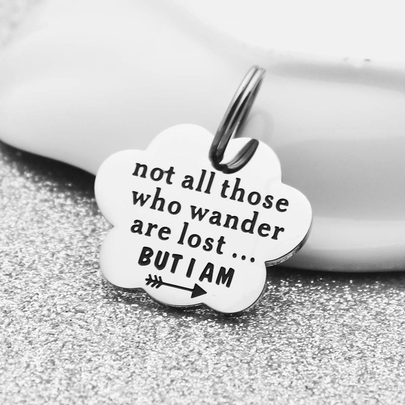 [Australia] - Kingmaruo Funny Pet Tag Stainless Steel Pet Tags Dog Tag for Collar Puppy Tag Paw Print--Not All Those Who Wander Are Lost But I Am 