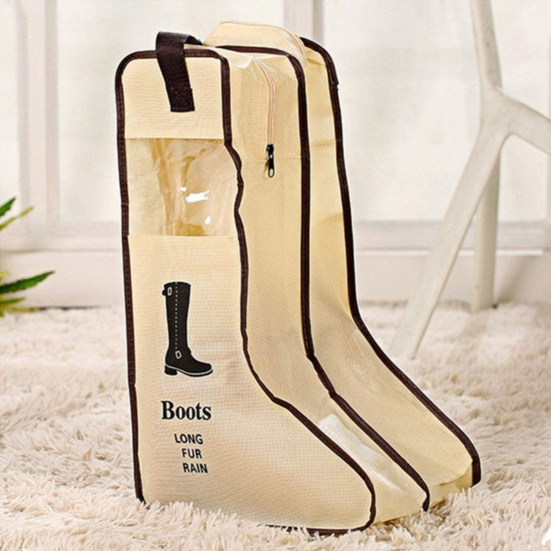 [Australia] - Portable Tall Boots Storage Bags|2 Packs Dust-proof Tall Boot Carry Bag for Travel and Daily Use Beige 