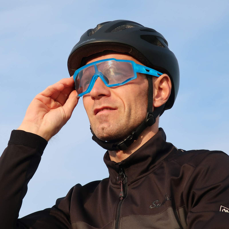 [Australia] - ROCK BROS Photochromic Cycling Sunglasses for Men Women Bike Sports Glasses Blue 